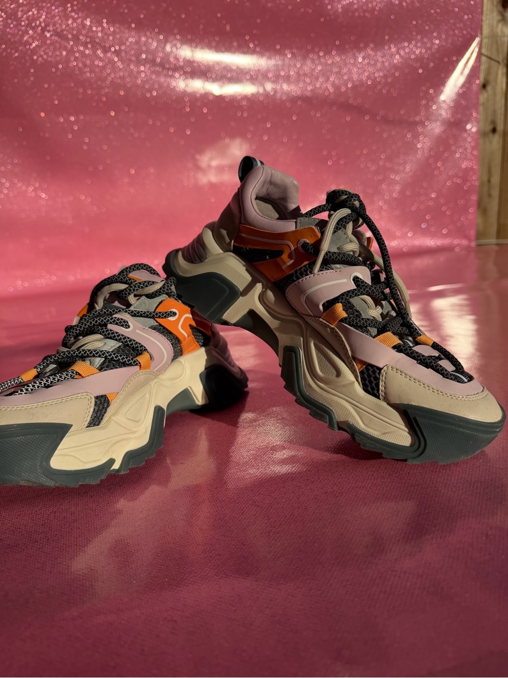 Steve Madden Pink, Orange & Black Chunky Trail Sneakers